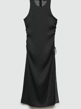 Mango Black & White Polka Dot Racerback Midi Dress